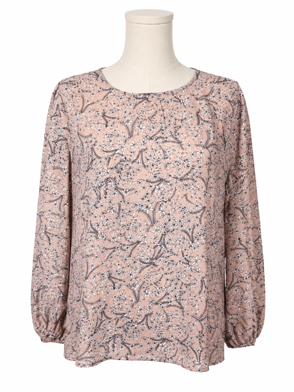 W5 Anthropologie Pink Floral Blouse Medium Balloon Sleeve Boho Cottagecore
